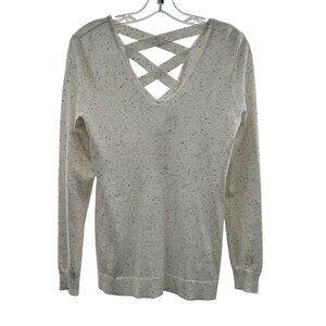 It's Our Time Women's Lightweight Sweater Criss Cross Back Speckled Sz Small New